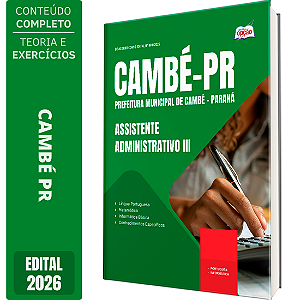Apostila Prefeitura de Cambé PR 2026 - Assistente Administrativo 3