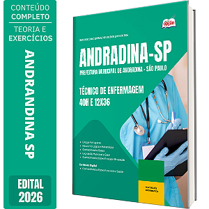 Apostila Prefeitura de Andradina SP 2026 Técnico de Enfermagem - 40h e 12x36