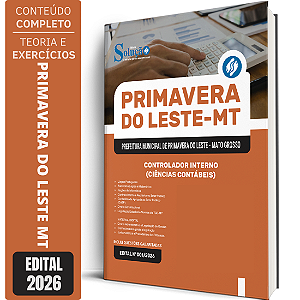 Apostila Prefeitura de Primavera do Leste MT 2026 - Controlador Interno (Ciências Contábeis)