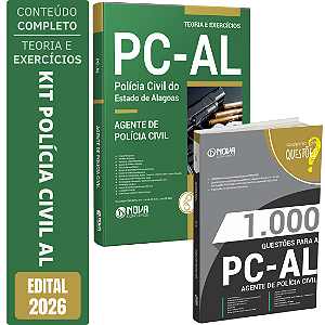 Kit Apostila PC AL 2026 - Agente de Polícia Civil + Livro 1000 Questões Gabaritadas