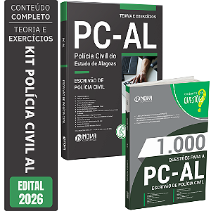 Kit Apostila PC AL 2026 - Escrivão de Polícia Civil + Livro 1000 Questões Gabaritadas
