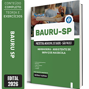 Apostila Prefeitura de Bauru SP 2026 Assistente de Serviços na Escola - Merendeira