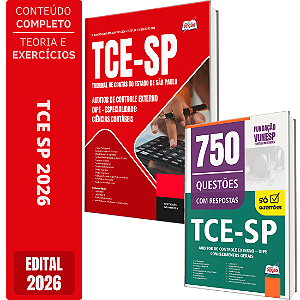 Kit Apostila TCE SP 2026 Auditor de Controle Externo DIPE - Ciências Contábeis + Caderno de 750 Questões