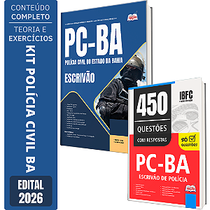 Kit Apostila PC BA 2026 - Escrivão de Polícia Civil + Caderno de 450 Questões