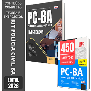 Kit Apostila PC BA 2026 - Investigador de Polícia Civil + Caderno de 450 Questões PC BA