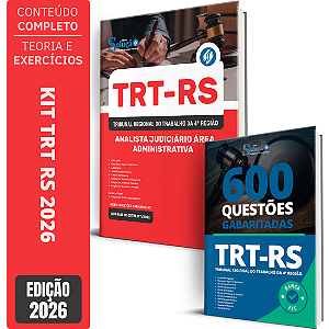 Kit Apostila TRT RS 2026 Analista Judiciário - Área Administrativa + Caderno de 600 Questões