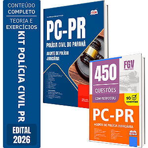 Kit Apostila PC PR 2026 - Agente de Polícia Judiciária + Caderno de 450 Questões
