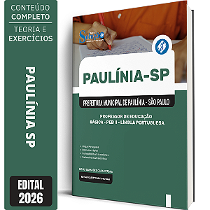 Apostila Prefeitura de Paulínia SP 2026 Professor de Educação Básica PEB 2 - Língua Portuguesa