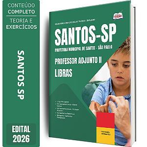 Apostila Prefeitura de Santos SP 2026 Professor Adjunto 2 - Libras