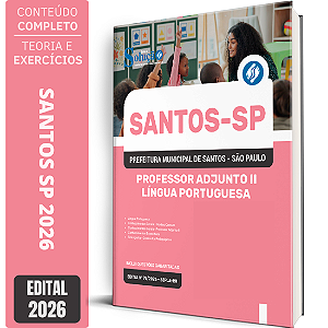 Apostila Prefeitura de Santos SP 2026 Professor Adjunto 2 - Língua Portuguesa
