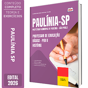Apostila Prefeitura de Paulínia SP 2026 Professor de Educação Básica PEB 2 - História