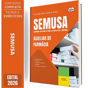Apostila SEMUSA Porto Velho RO 2026 - Auxiliar de Farmácia