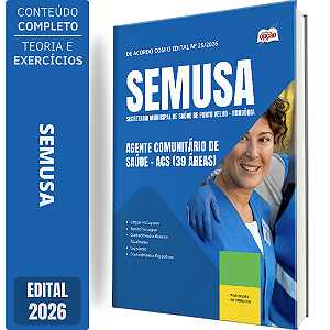 Apostila SEMUSA Porto Velho RO 2026 Agente Comunitário de Saúde – ACS (39 áreas)