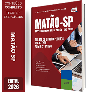 Apostila Prefeitura de Matão SP 2026 Agente de Gestão Pública - Assistente Administrativo