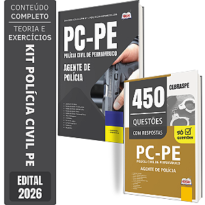Kit Apostila PC PE 2026 - Agente de Polícia + Caderno de 450 Questões
