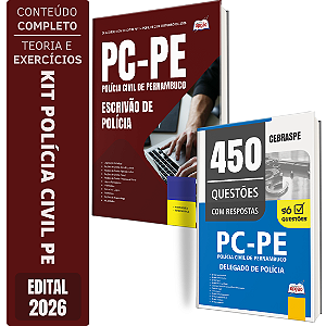 Kit Apostila PC PE 2026 - Escrivão de Polícia + Caderno de 450 Questões