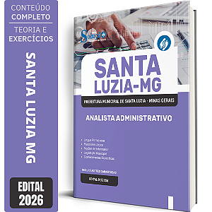 Apostila Prefeitura de Santa Luzia MG 2026 - Analista Administrativo