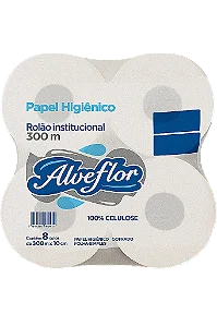 Papel Hig Rolão Alveflor 100% Celulose 8X300 Mts