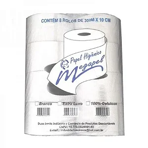 Papel Higienico Rolão Megapel Extra Luxo 8X300 Mt