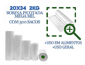 Bobina Picotada Mega Mil 20X34 2Kg 500 Sacos