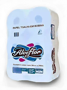 Papel Toalha Bobina Alveflor 6X200mts 100% Celulose