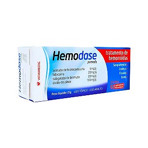 Hemodase 5mg/g + 20mg/g + 20mg/g + 100mg/g da Vitamedic - Caixa 01 Bisnaga de 25g de Pomada, 10 Aplicadores