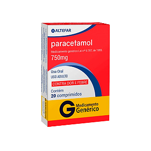 Paracetamol de 750mg da Altefar – Contem 20 Comprimidos