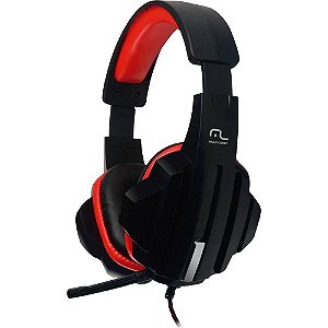 Headset Multilaser Gamer P2 Cabo Nylon Preto/Vermelho PH120