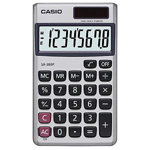 Calculadora de Bolso Casio 8 Digitos SX-300P - Prata