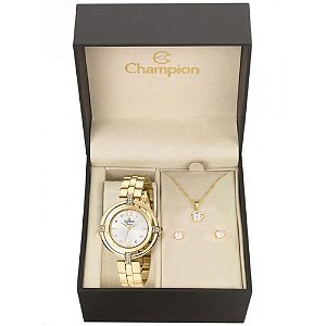 Kit Relógio Feminino Champion Analógico CN25421W - Dourado