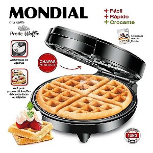 Máquina de Waffle Mondial 1200W GW-01 Prata-Preto - 220V