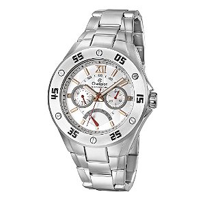 Relógio masculino prata e dourado pulseira de aço Champion CA30132P