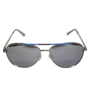 Óculos de Sol Feminino Euro Prata/Azul- EMBALAGEM DANIFICADA