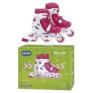 Patins Mor Roller Infantil Rosa - Regulável 30 ao 33 Ref:40600121