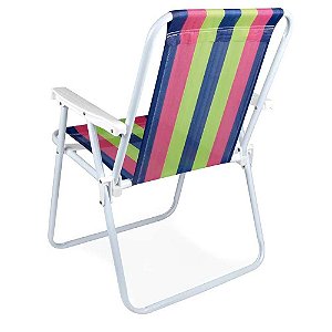 Cadeira Praia Mor 2224 Aço Pintado - Azul, Rosa e Verde