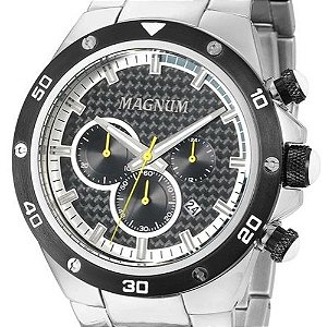 Relógio Magnum Masculino Analógico Pulseira De Silicone Prata MA34414T