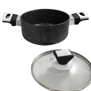 Panela StoneChef Tampa de Vidro 18cm - Preto