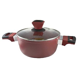 Panela StoneChef Ruby Tampa de Vidro 20cm - Vermelho