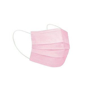 Kit de Máscaras Tripla Cirurgica Rosa Com Clipe Nasal - 5 Unidades