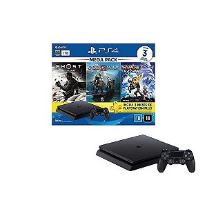 PlayStation 4 Mega Pack V15 1TB 1 Controle Preto - Sony + 3 Jogos