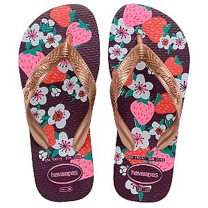 Chinelo Havaianas Kids Flores FC Berinjela - 29/30