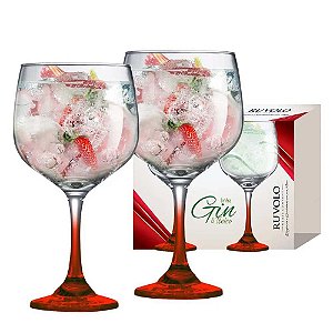 Jogo Com 2 Taças de Gin e Tônica 705ml Ruvolo - Vermelho