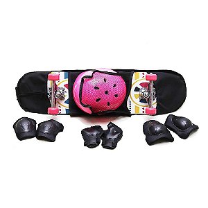 Skate Com Kit de Proteção Unitoys Ref.1042 Shape Branco