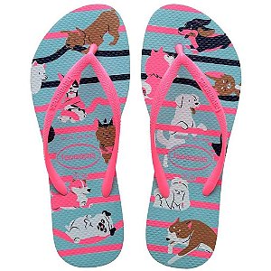 Chinelo Havaianas Slim Pets Azul Water - 25/26