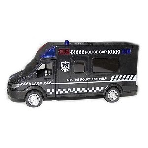 Van Polícia BBR Toys Com Luz e Som R3144 - Preto