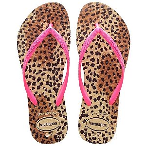 Chinelo Havaianas Slim Animals Areia/Rosa - 39/40