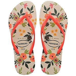 Chinelo Havaianas Slim Romance Bege Palha/Vermelho - 35/36