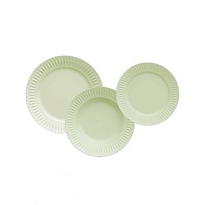 Jogo de Pratos 12Pçs Germer Porcelana Verde Menta Diamante