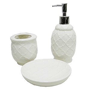 Kit Para Banheiro Porcelana Brilho de Diamante BLHW-2760