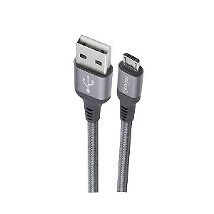 Cabo Micro USB em Nylon Trançado Geonav ESMISG - Cinza